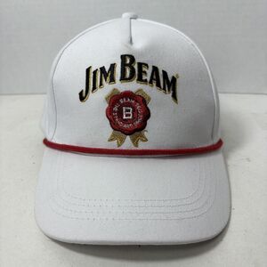 Jim Beam Hat Cap White Red Rope Alcohol Promo Whiskey Liquor Adult Snapback‎ C1